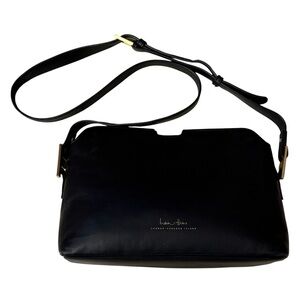India Hicks Maddison May Black Leather Crossbody Handbag $420 Retired